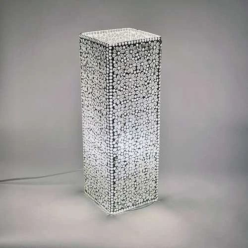 White Daisy Handmade Lamp in Mosaic Glass KGV702