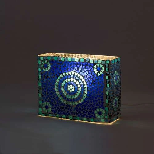 Blue Sauna Handmade Lamp in Mosaic Glass KGV809