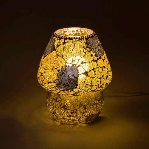 Yellow Craquele Handmade Lamp in Mosaic Glass KGV326