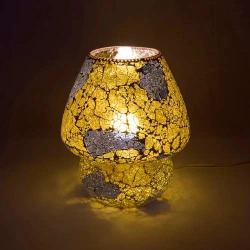 Yellow Craquele Handmade Lamp in Mosaic Glass KGV226