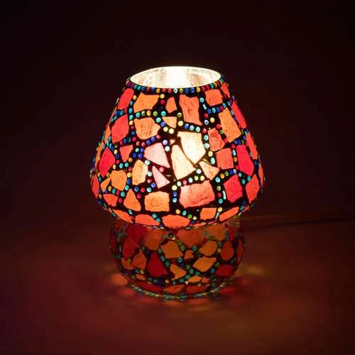 Red Harlequin Handmade Lamp in Mosaic Glass KGV330