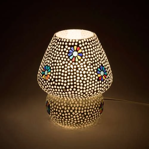 Black Daisy Handmade Lamp in Mosaic Glass KGV394