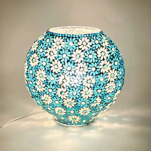 Light Blue Daisy Handmade Lamp in Mosaic Glass KGV497
