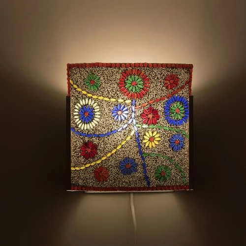 Floral Gray Handmade Lamp in Mosaic Glass KGV998
